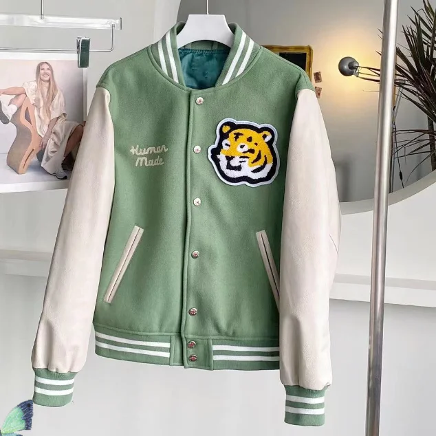 Leather Sleeve Patchwork Embroidery Outerwear Zipper Coat Human Made Girls Don’t Cry Varsity Baseball Jacket
Leather Sleeve Patchwork Embroidery Outerwear Zipper Coat Human Made Girls Don’t Cry Varsity Baseball Jacket