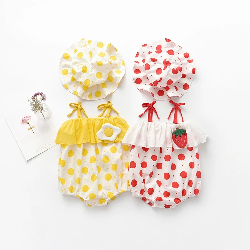 2021 Summer Baby Girls Romper + Sunhat 2PCS Set Cute Strawberry Print Sleevelss Infant Rompers Newborn Fashiaon Clothes Oufits
2021 Summer Baby Girls Romper + Sunhat 2PCS Set Cute Strawberry Print Sleevelss Infant Rompers Newborn Fashiaon Clothes Oufits