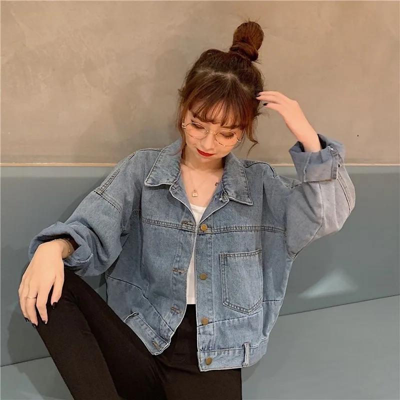 Women Jacket Denim Loose All-match Jacket Pure Color Lapel Women's Jacket Autumn Single-breasted Short Fashion Ladie's Clothing
Women Jacket Denim Loose All-match Jacket Pure Color Lapel Women's Jacket Autumn Single-breasted Short Fashion Ladie's Clothing