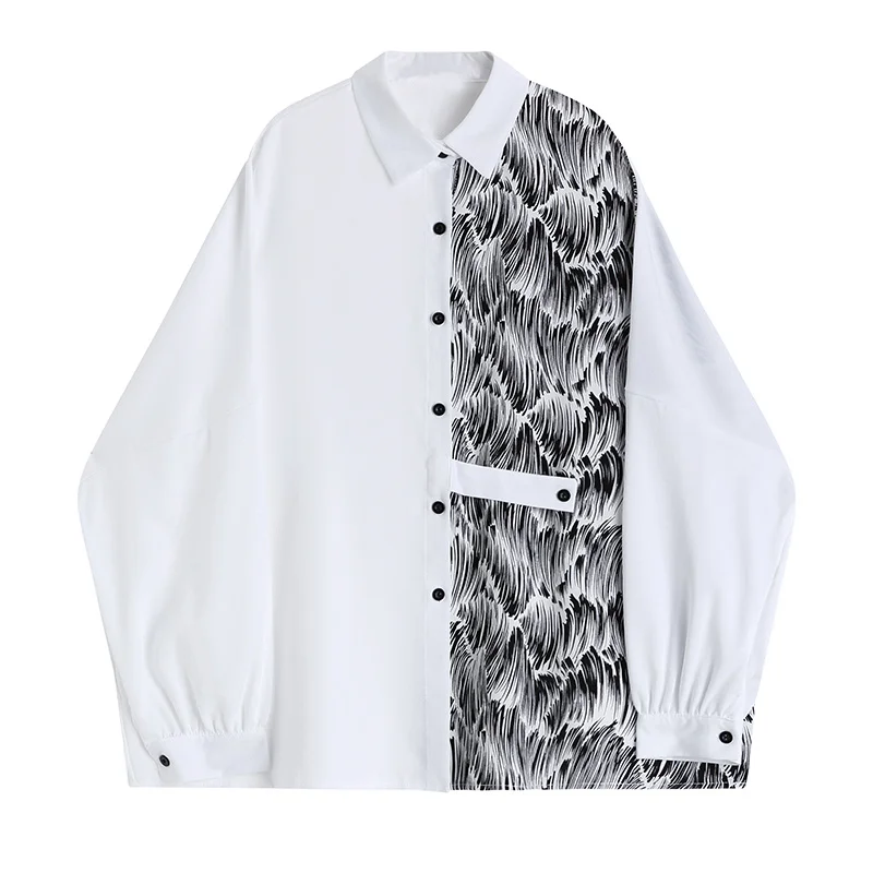 Women White Contrast Color Shirt Women's Oversize New Lapel Long Sleeve Loose Fit Fashion Woman Blouses 2021 Tide Spring Autumn
Women White Contrast Color Shirt Women's Oversize New Lapel Long Sleeve Loose Fit Fashion Woman Blouses 2021 Tide Spring Autumn