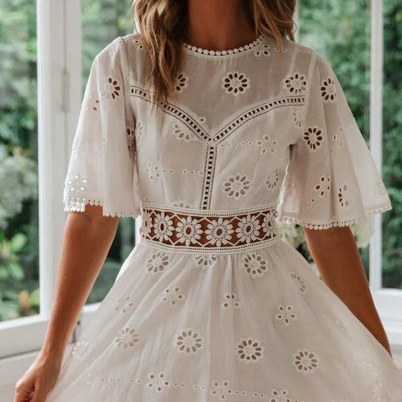 Summer Sexy Hollowed Out Women White Dress with Short Sleeve Party Dresses Women Evening Dress A139
Summer Sexy Hollowed Out Women White Dress with Short Sleeve Party Dresses Women Evening Dress A139