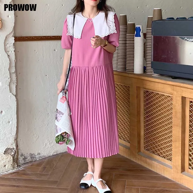 One-Piece Pleated Dress Woman Loose Casual Fashion 2021 Summer Dress Korean Women Elegant Short Sleeve Hedging Dress Midi Dress
One-Piece Pleated Dress Woman Loose Casual Fashion 2021 Summer Dress Korean Women Elegant Short Sleeve Hedging Dress Midi Dress