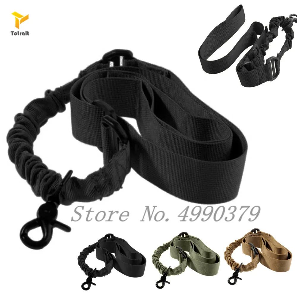 

TOtrait Tactical One Single Point Bungee Rifle Guns Sling Strap Airsoft Military Hunting System Universal Strap Heavy Duty black