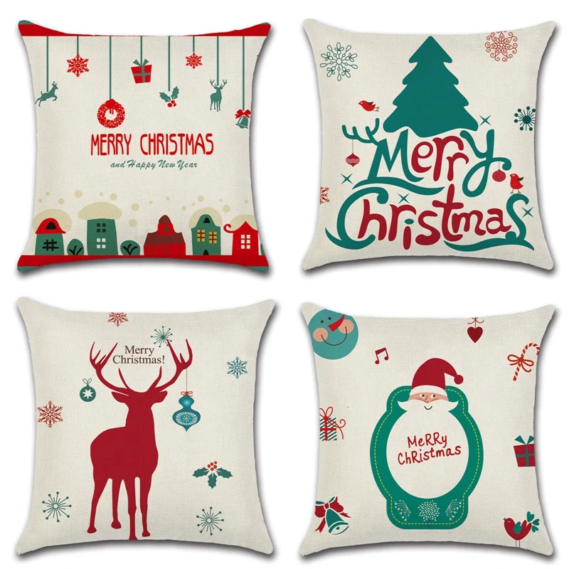 4 Piece Set Christmas Series Pillow Cover Christmas Pillowcase Linen Digital Print Cartoon Deer Head Santa Claus
4 Piece Set Christmas Series Pillow Cover Christmas Pillowcase Linen Digital Print Cartoon Deer Head Santa Claus