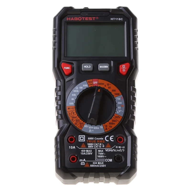 HT118 6000 Counts 1000V AC DC Digital Multimeter NCV Live C/F Duty Multimetro Voltage Meter
HT118 6000 Counts 1000V AC DC Digital Multimeter NCV Live C/F Duty Multimetro Voltage Meter