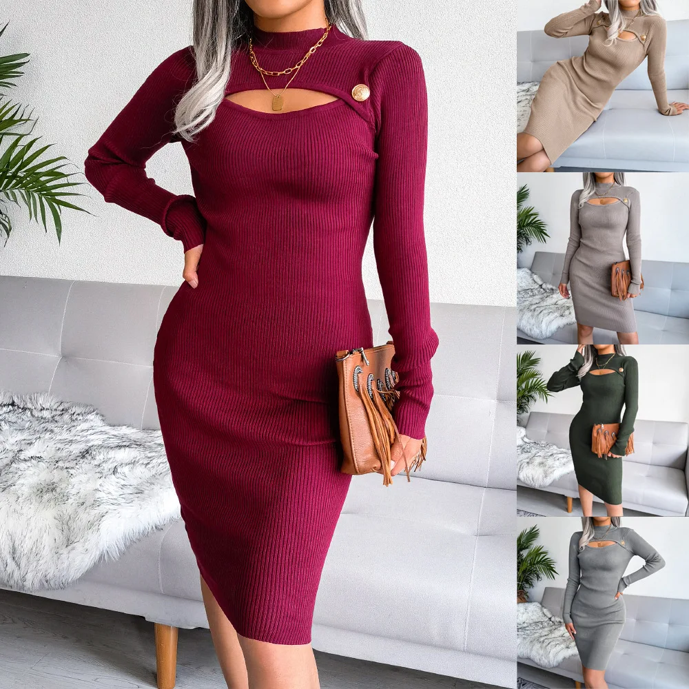 Autumn and winter new hot sale fashion temperament sexy hollow package hip skirt knitted dress
Autumn and winter new hot sale fashion temperament sexy hollow package hip skirt knitted dress