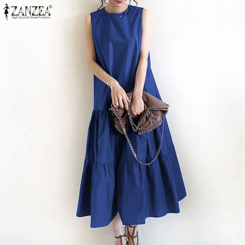 2022 ZANZEA Summer Bohemian Women Dress Sleeveless Solid Party Sundress Casual O Neck Ruffles Vestidos Femme Robe Sarafans
2022 ZANZEA Summer Bohemian Women Dress Sleeveless Solid Party Sundress Casual O Neck Ruffles Vestidos Femme Robe Sarafans