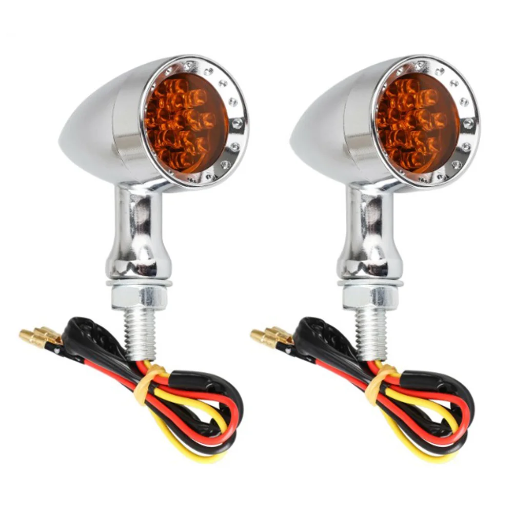 2PCS Turn Signals Lights Amber Motorcycle Brake Running Tail Lamps 12V
