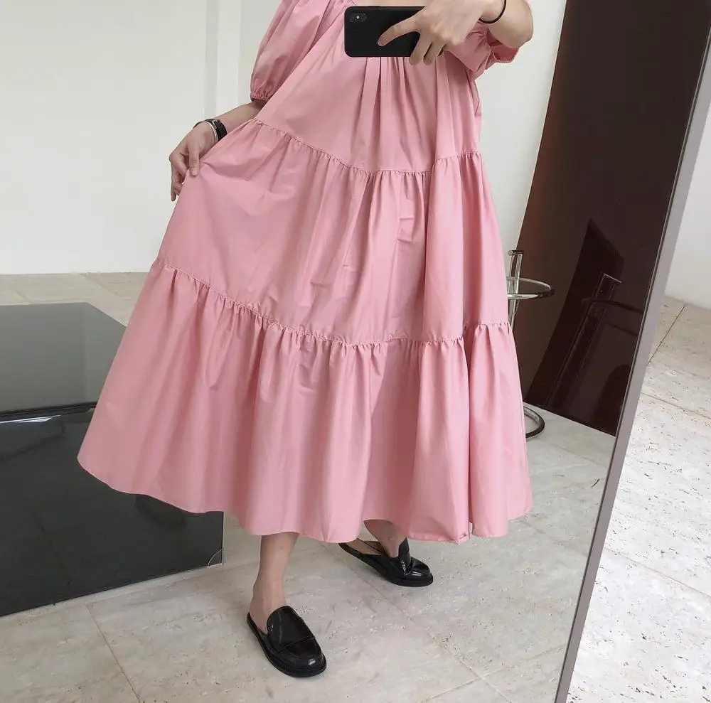 Women Dresses Loose Cotton Summer Dress Slim Solid Puff Sleeve Long Dresses Vestidos Casual Pink/Black Femme Vestido
Women Dresses Loose Cotton Summer Dress Slim Solid Puff Sleeve Long Dresses Vestidos Casual Pink/Black Femme Vestido