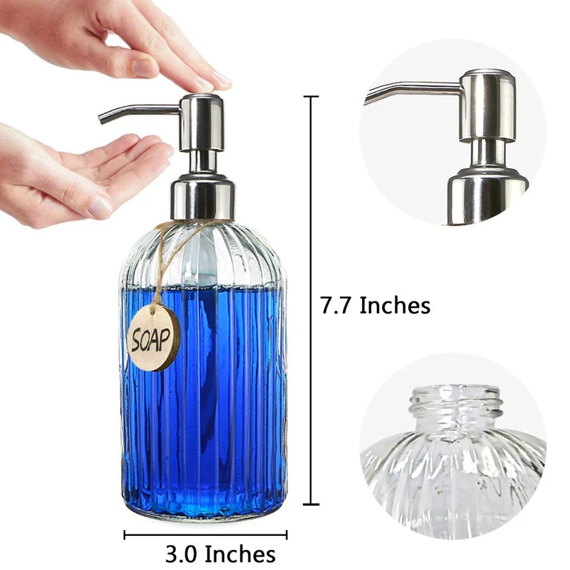 Glass Soap Dispenser with Rust Proof Stainless Steel Pump, Refillable Liquid Hand Soap Dispenser for Bathroom, Kitchen Soap Disp
Glass Soap Dispenser with Rust Proof Stainless Steel Pump, Refillable Liquid Hand Soap Dispenser for Bathroom, Kitchen Soap Disp