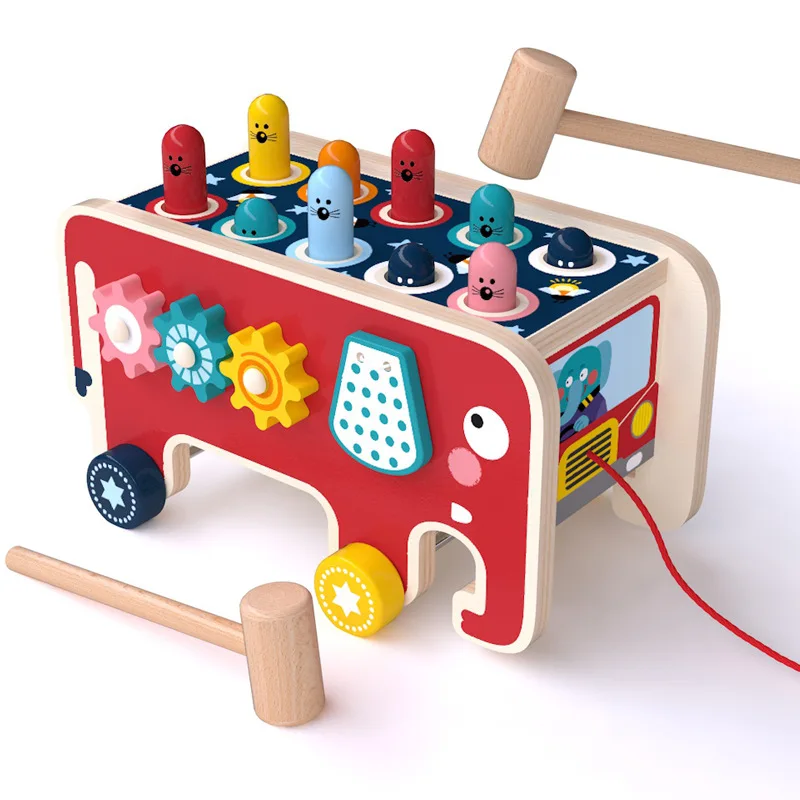 Wooden Educational Toy Hammering Pounding Toys Xylophone, Birthday Gift for Kids Pull Along Elephant Hitting Gopher Toy Game
Wooden Educational Toy Hammering Pounding Toys Xylophone, Birthday Gift for Kids Pull Along Elephant Hitting Gopher Toy Game