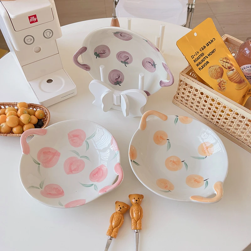 Peach double-eared ceramic bowl ins wind fruit shallow plate salad bowl one person to eat rice bowl
Peach double-eared ceramic bowl ins wind fruit shallow plate salad bowl one person to eat rice bowl