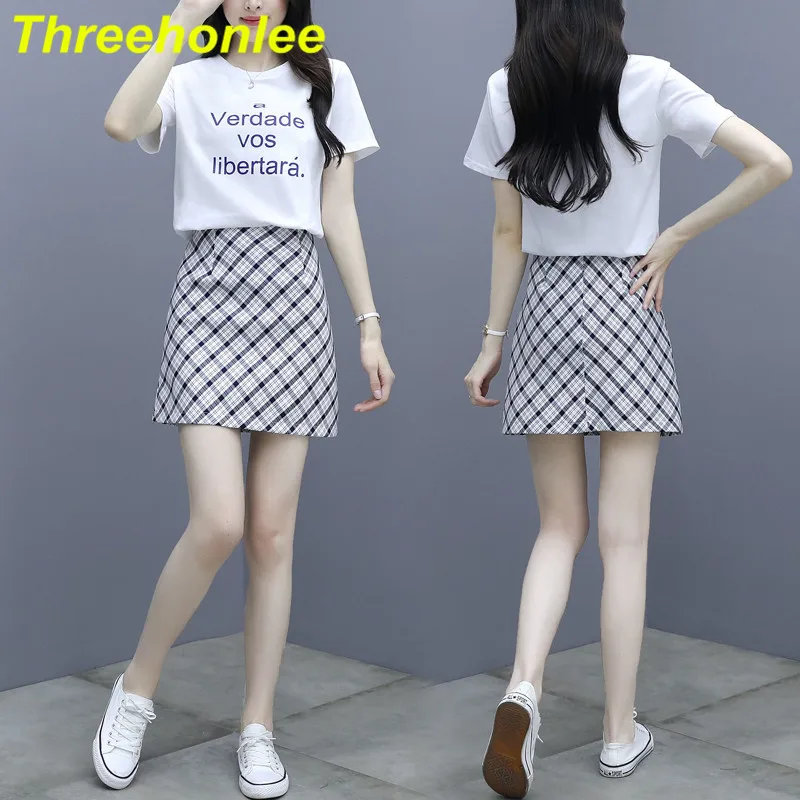 Women New 2021 Summer 2 Piece Set Female Fashion Letter Short Sleeve Tops And Plaid Mini Skirt Casual Office Ladies Outfits Suit
Women New 2021 Summer 2 Piece Set Female Fashion Letter Short Sleeve Tops And Plaid Mini Skirt Casual Office Ladies Outfits Suit