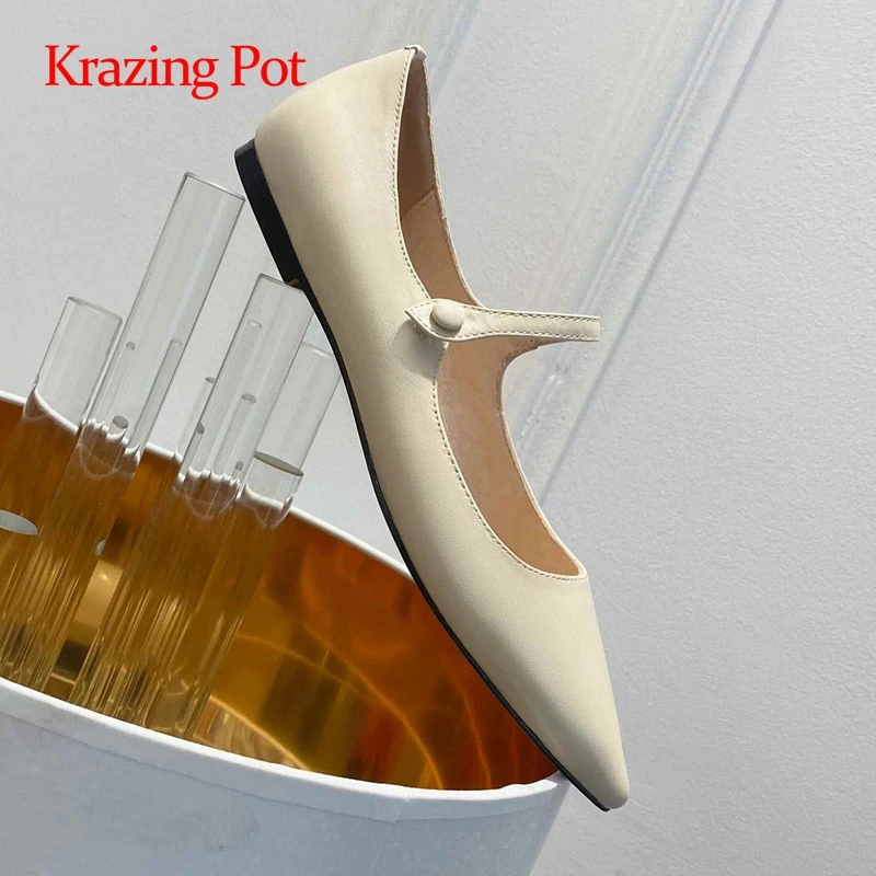 Krazing Pot/удобная повседневная обувь ручной работы из натуральной кожи с острым носком на низком каблуке с ремешком и пряжкой для молодых деву... 
Krazing Pot/удобная повседневная обувь ручной работы из натуральной кожи с острым носком на низком каблуке с ремешком и пряжкой для молодых деву...