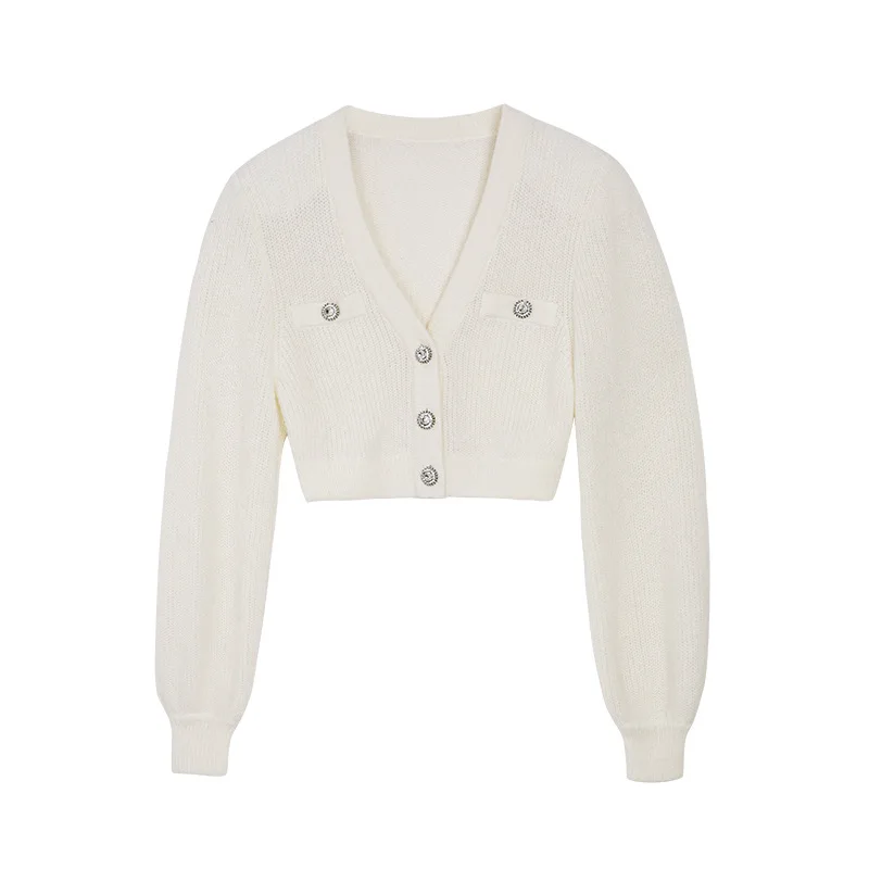 White/black knitted sweater women 2021 vintage v-neck lantern long sleeve cardigan mujer casual autumn winter clothes 
White/black knitted sweater women 2021 vintage v-neck lantern long sleeve cardigan mujer casual autumn winter clothes