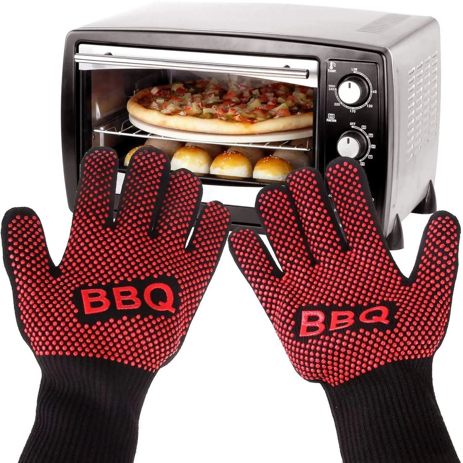 

BBQ Grilling Cooking Gloves Flame Retardant Gloves Resistant To High Temperature Kitchen Glove Bakeware Microwave Oven Mitts