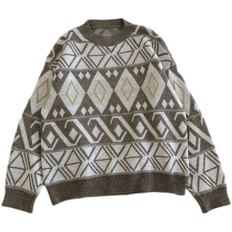 New Women Vintage Diamond Plaid Sweater Autumn Winter Long Sleeve Loose Casual Pullover Woman Oversized Korean Knitted Sweaters
New Women Vintage Diamond Plaid Sweater Autumn Winter Long Sleeve Loose Casual Pullover Woman Oversized Korean Knitted Sweaters