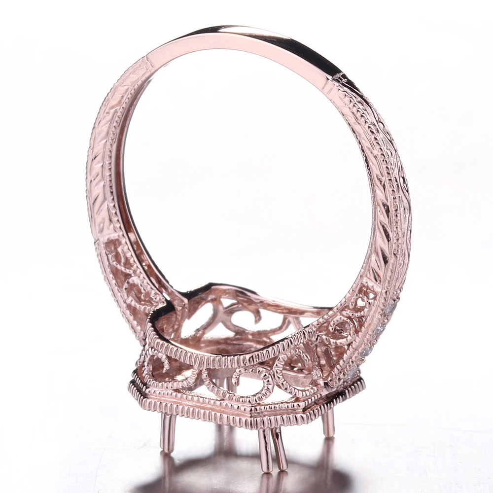 HELON 8x8 мм цельное обручальное кольцо из розового золота 14 к с натуральными