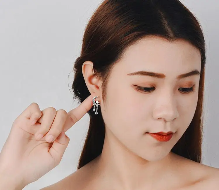 New Luxury Micro CZ Moon Star Tassel Earrings For Women Girl 925 Sterling Silver Earrings boucle d'oreille S-E607
New Luxury Micro CZ Moon Star Tassel Earrings For Women Girl 925 Sterling Silver Earrings boucle d'oreille S-E607