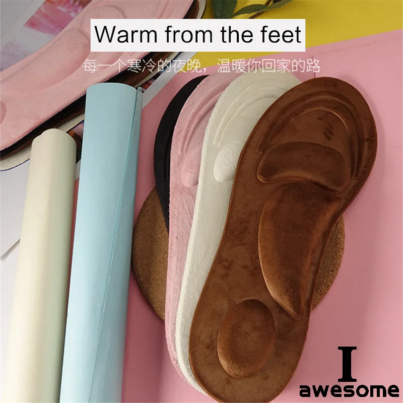 

4D Fluff Keep Warm Heated insoles Orthotic Sole Shoe Arch Support Orthopedic Insoles For Shoes Insert For Man Woman Boots Pad
