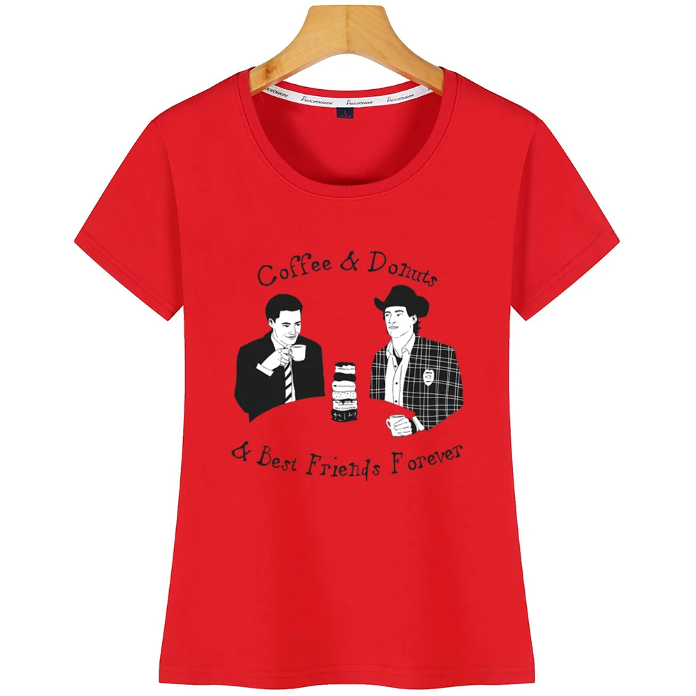 Tops T Shirt Women Twin Peaks Sheriff Harry And Agent Cooper Vogue White Cotton Tshirt | Женская одежда