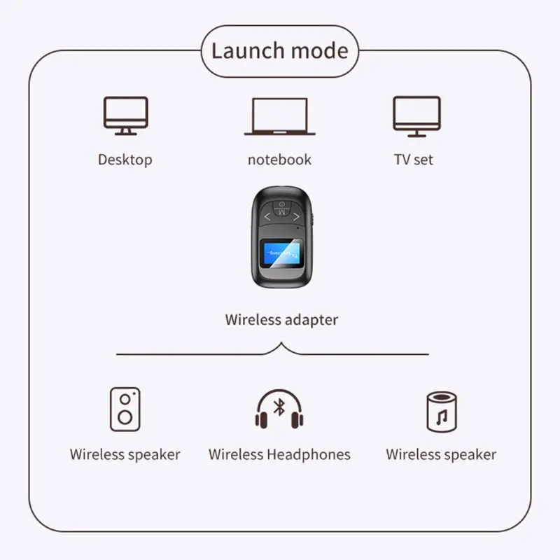 Bluetooth Adapter Bluetooth 5.0 Audio Receiver Transmitter 3.5MM AUX Jack Stereo LCD Display For PC TV Car 
Bluetooth Adapter Bluetooth 5.0 Audio Receiver Transmitter 3.5MM AUX Jack Stereo LCD Display For PC TV Car