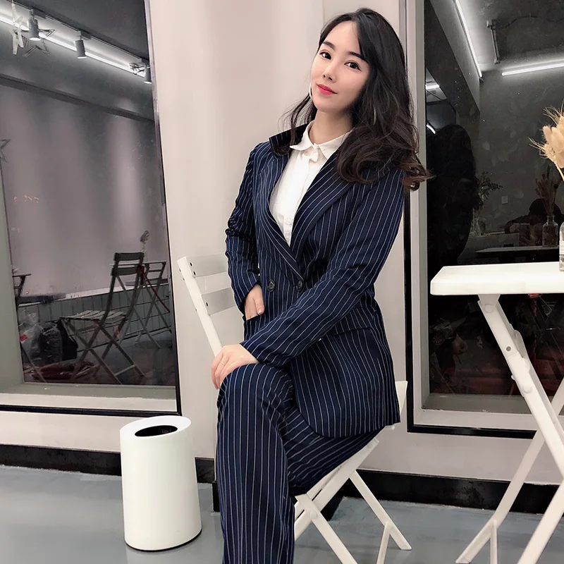 Stripe women suits blazer set Office lady Slim OL blazer Pencil pants 2 piece set work suits for women pant suits formal jacket 
Stripe women suits blazer set Office lady Slim OL blazer Pencil pants 2 piece set work suits for women pant suits formal jacket