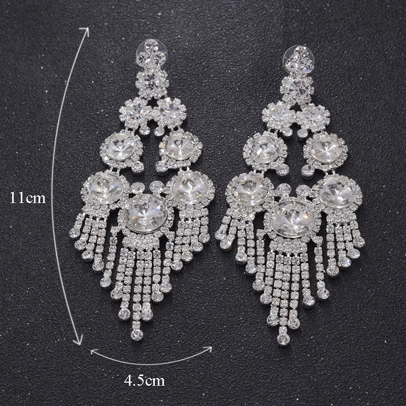 11cm long drop Crystal clear Rhinestone girls tassel earrings women bride earring jewelry accessories decoations for bridal
11cm long drop Crystal clear Rhinestone girls tassel earrings women bride earring jewelry accessories decoations for bridal