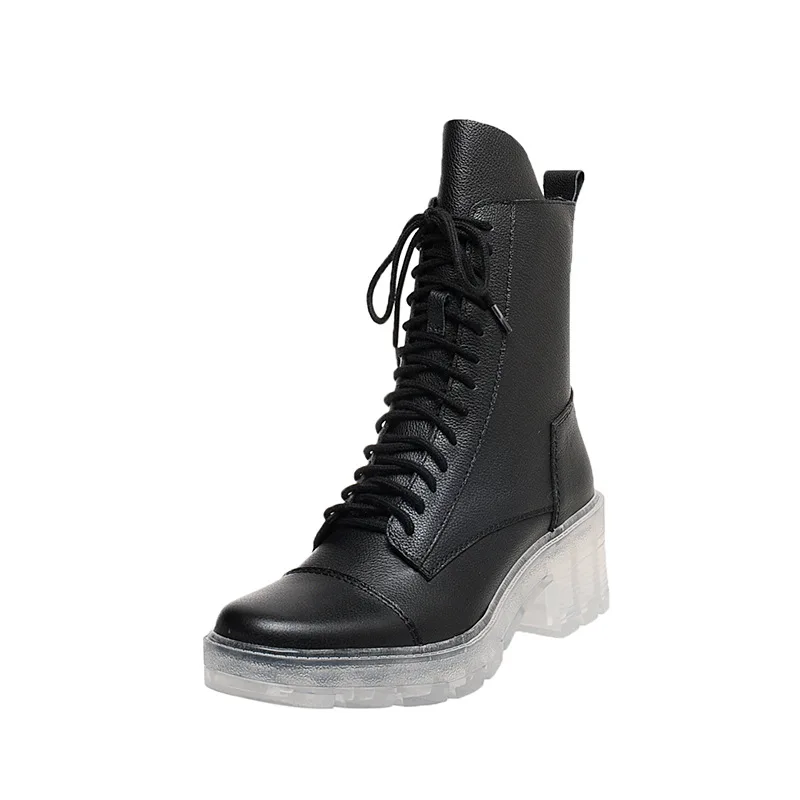 Korean Version White Boots Women's Autumn Winter All-match Transparent Thick-heeled Platform Crystal Bottom Lace-up Ankle Boots
Korean Version White Boots Women's Autumn Winter All-match Transparent Thick-heeled Platform Crystal Bottom Lace-up Ankle Boots