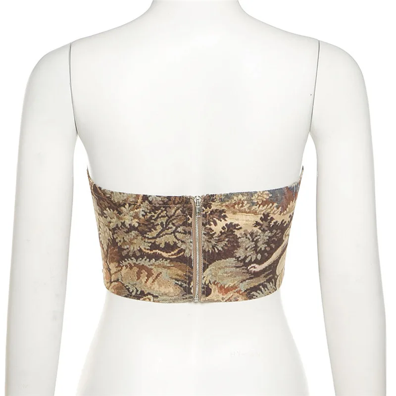 Missnight Strapless Corset Top Backless Printing Vintage Bustier Zipper Printing Sexy Party Club Summer Womens Tops Streetwear
Missnight Strapless Corset Top Backless Printing Vintage Bustier Zipper Printing Sexy Party Club Summer Womens Tops Streetwear