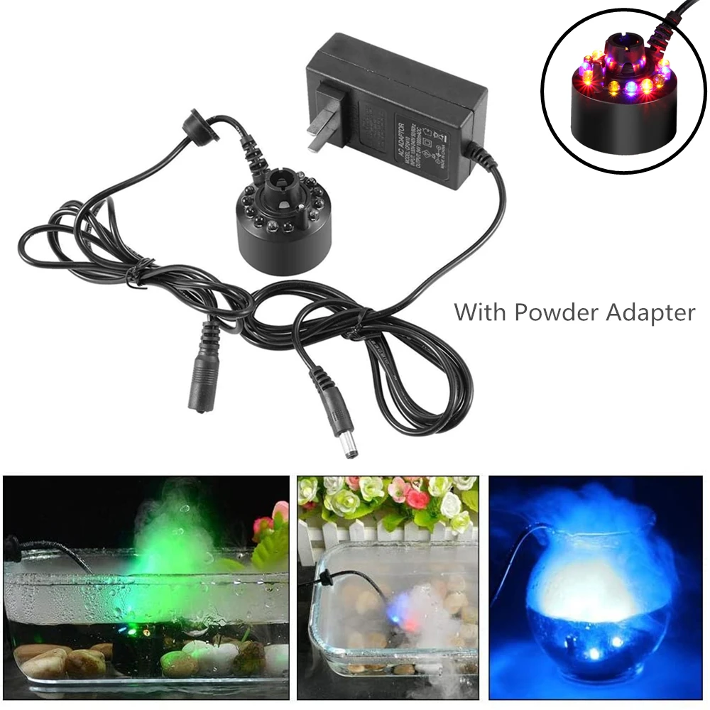 Mini Mist Maker Fogger Water Fountain Pond Fog Machine Atomizer With Power Adapter,12 LED Lights Smoke Machine Fog Mist Ejector
Mini Mist Maker Fogger Water Fountain Pond Fog Machine Atomizer With Power Adapter,12 LED Lights Smoke Machine Fog Mist Ejector