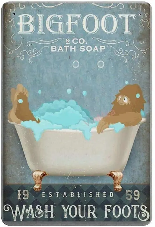 SIGNSHM Bigfoot & Co Bath Soap Retro Metal Tin Sign Plaque Poster Wall Decor Art Shabby Chic Gift Suitable 12x8 Inch
SIGNSHM Bigfoot & Co Bath Soap Retro Metal Tin Sign Plaque Poster Wall Decor Art Shabby Chic Gift Suitable 12x8 Inch