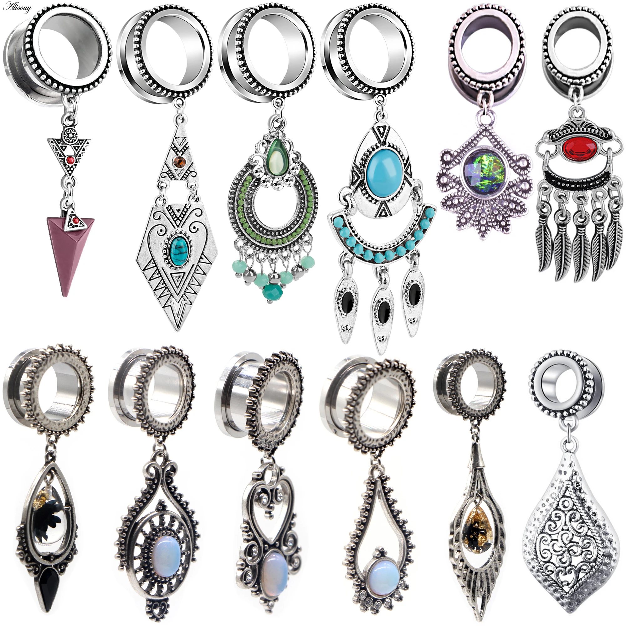 Alisouy 2pc Ear Tunnels and Plugs Flesh 6-30mm Stainless Steel Dangle Gauges Earring Expander Set Eyelet Piercings Body Jewelry
Alisouy 2pc Ear Tunnels and Plugs Flesh 6-30mm Stainless Steel Dangle Gauges Earring Expander Set Eyelet Piercings Body Jewelry