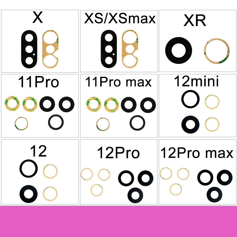 New Rear Camera lens For iphone X XS Max 11 12 Pro Max Xr Back Camera Glass With 3M Glue Sticker replacement parts
New Rear Camera lens For iphone X XS Max 11 12 Pro Max Xr Back Camera Glass With 3M Glue Sticker replacement parts
