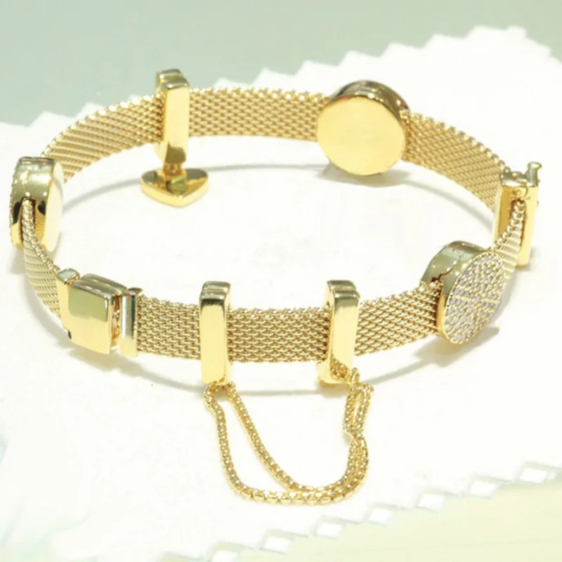 NEW 100% 925 Sterling Silver Reflexions Bracelet Set Shine Gold Round Elegant Fit European DIY Original Charm Bead Jewelry Gift
NEW 100% 925 Sterling Silver Reflexions Bracelet Set Shine Gold Round Elegant Fit European DIY Original Charm Bead Jewelry Gift