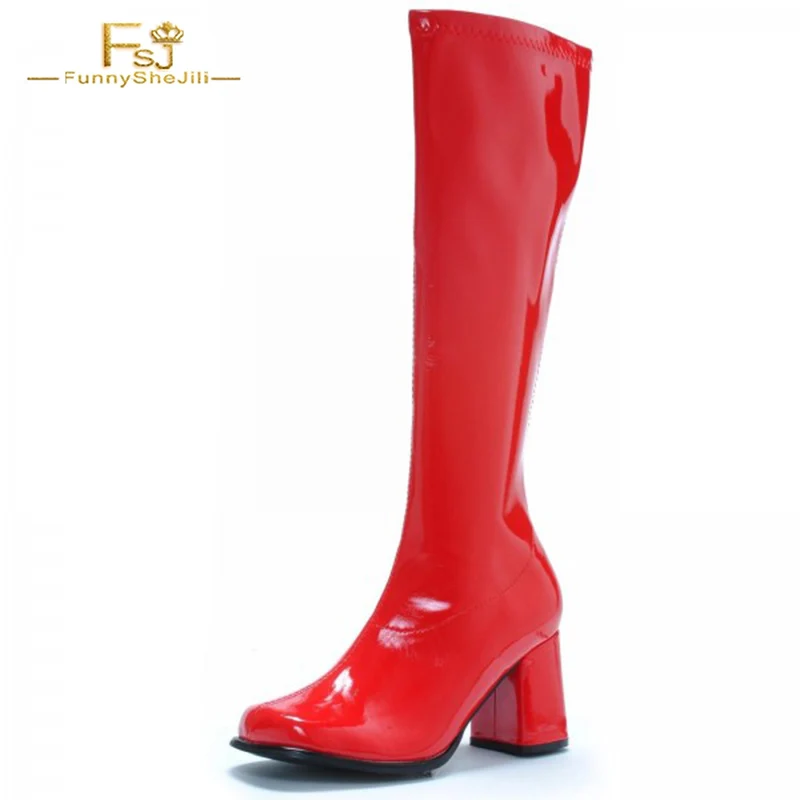 FSJ Wonder Women Red Patent Leather Mid-Calf Boots Vintage Chunky Heel Round Toe Zipper Party Date Female Botas 2021 Winter
FSJ Wonder Women Red Patent Leather Mid-Calf Boots Vintage Chunky Heel Round Toe Zipper Party Date Female Botas 2021 Winter