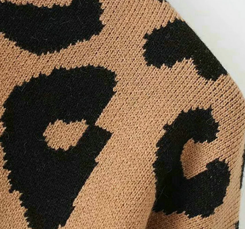 Crew neck Pullover over over and loose inside leopard print knitwear sweater women look thin and lazy comfortable and versatile
Crew neck Pullover over over and loose inside leopard print knitwear sweater women look thin and lazy comfortable and versatile