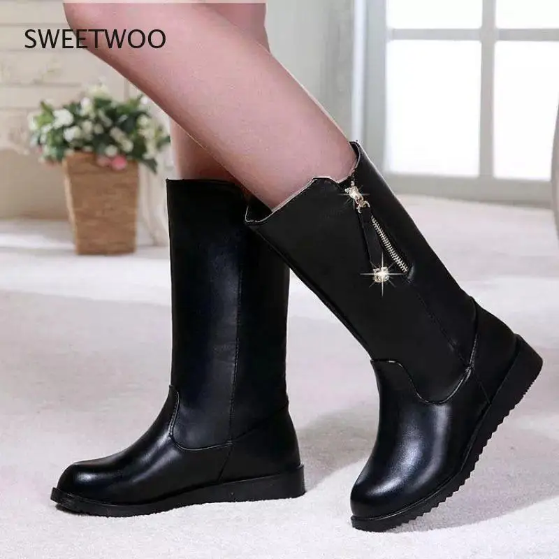 High-quality cowhide round-toe mid-tube boots with platform zipper designer fashion boots
High-quality cowhide round-toe mid-tube boots with platform zipper designer fashion boots