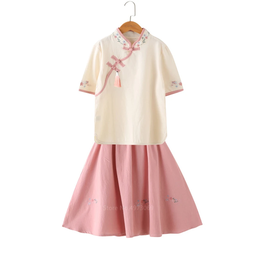 8Colors Kids Chinese Clothing Set Traditional Embroidery Girls New Year Cheongsam Short Sleeve Anciental Hanfu Tang Suit
8Colors Kids Chinese Clothing Set Traditional Embroidery Girls New Year Cheongsam Short Sleeve Anciental Hanfu Tang Suit