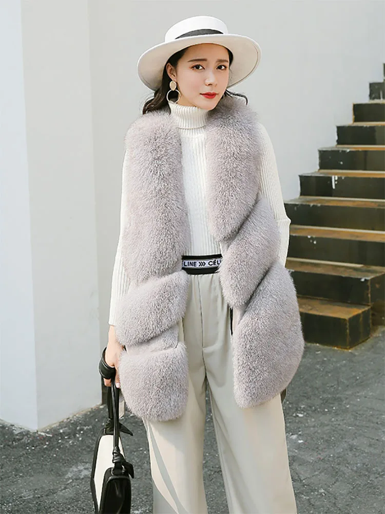 JANEFUR Real Fox Fur Vest Leather100% Outwearing Loose Clothing Mid-Length Sleeveless Winter Coat
JANEFUR Real Fox Fur Vest Leather100% Outwearing Loose Clothing Mid-Length Sleeveless Winter Coat