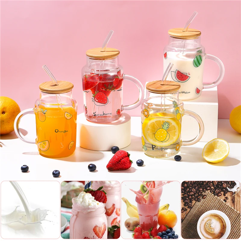Portable Cute Straw Cup Sealed Glass Juice Milk Mug With Handle Heat-Resistant Coffee Water Bottle Gift Travel Party Supplies
Portable Cute Straw Cup Sealed Glass Juice Milk Mug With Handle Heat-Resistant Coffee Water Bottle Gift Travel Party Supplies