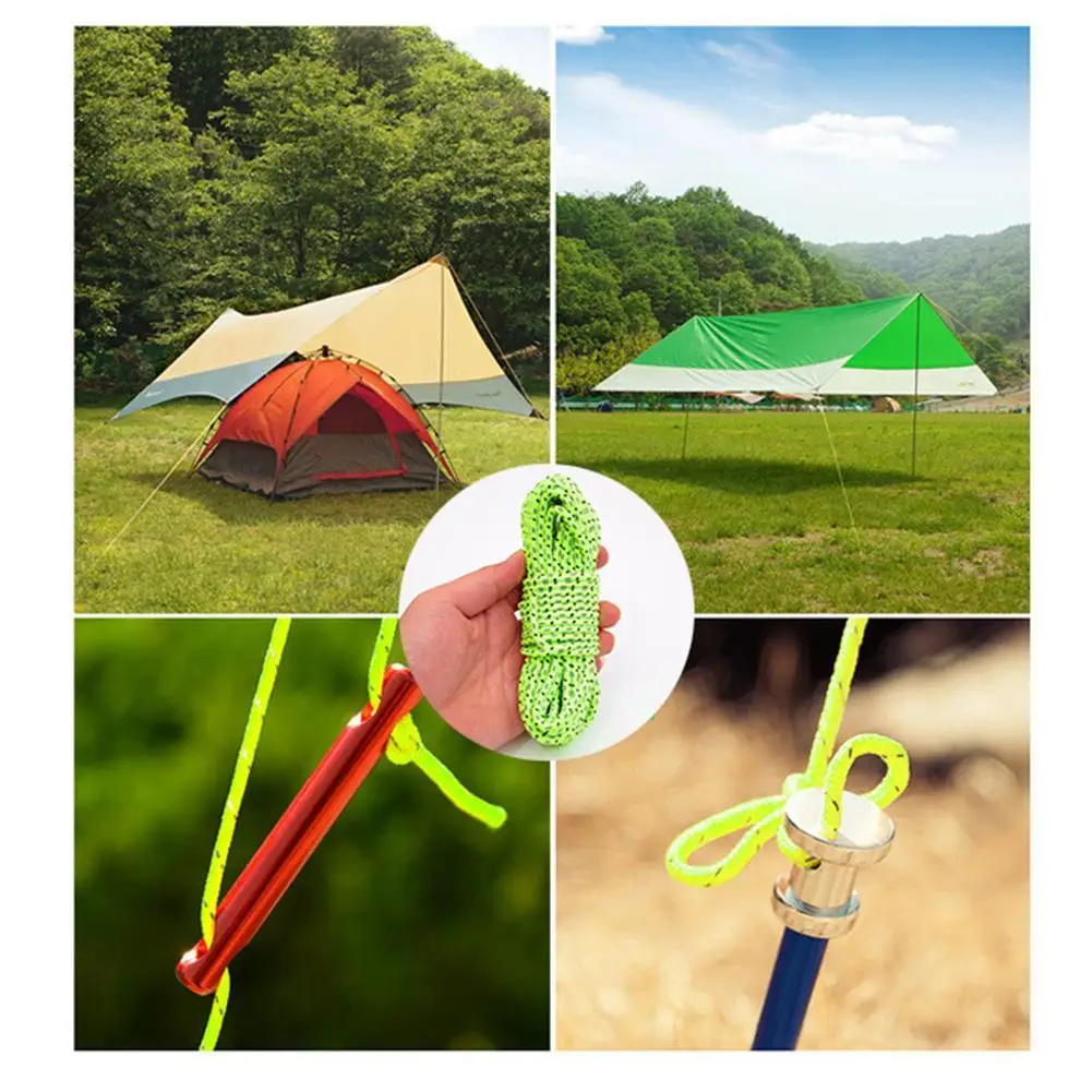 20 м зеленый светоотражающий навес Guyline веревка шнур для лагеря флуоресцентная