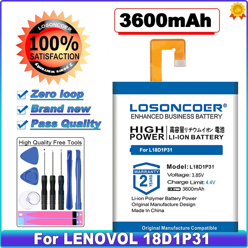 LOSONCOER 0 Cycle 100% New 3600mAh L18D1P31 Battery for LENOVO L18D1P31 Batteries +Free Tools
LOSONCOER 0 Cycle 100% New 3600mAh L18D1P31 Battery for LENOVO L18D1P31 Batteries +Free Tools