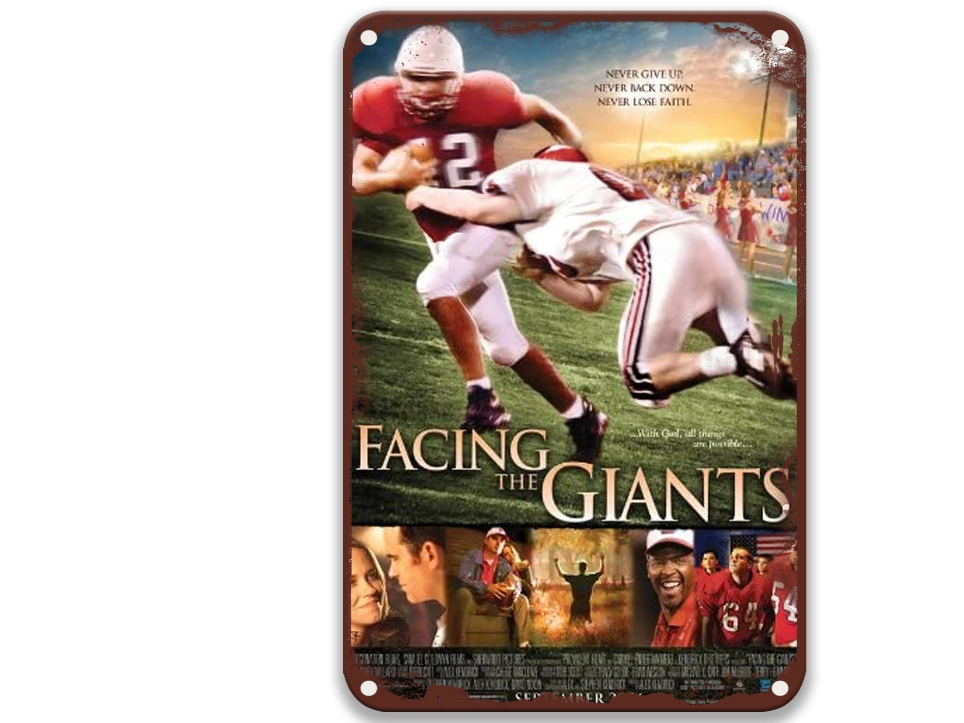 

Facing The Giants 2006 Post-modern Tin Signs Movies American Style Bar Decor for Western Decor 8x12 Inches