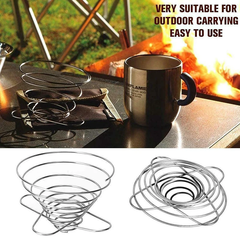 

1PC Espresso Coffee Filter Net Foldable Coffee Dripper Filter Cup Holder Solid Drip Coffee Maker Refillable Spring Style Brewer