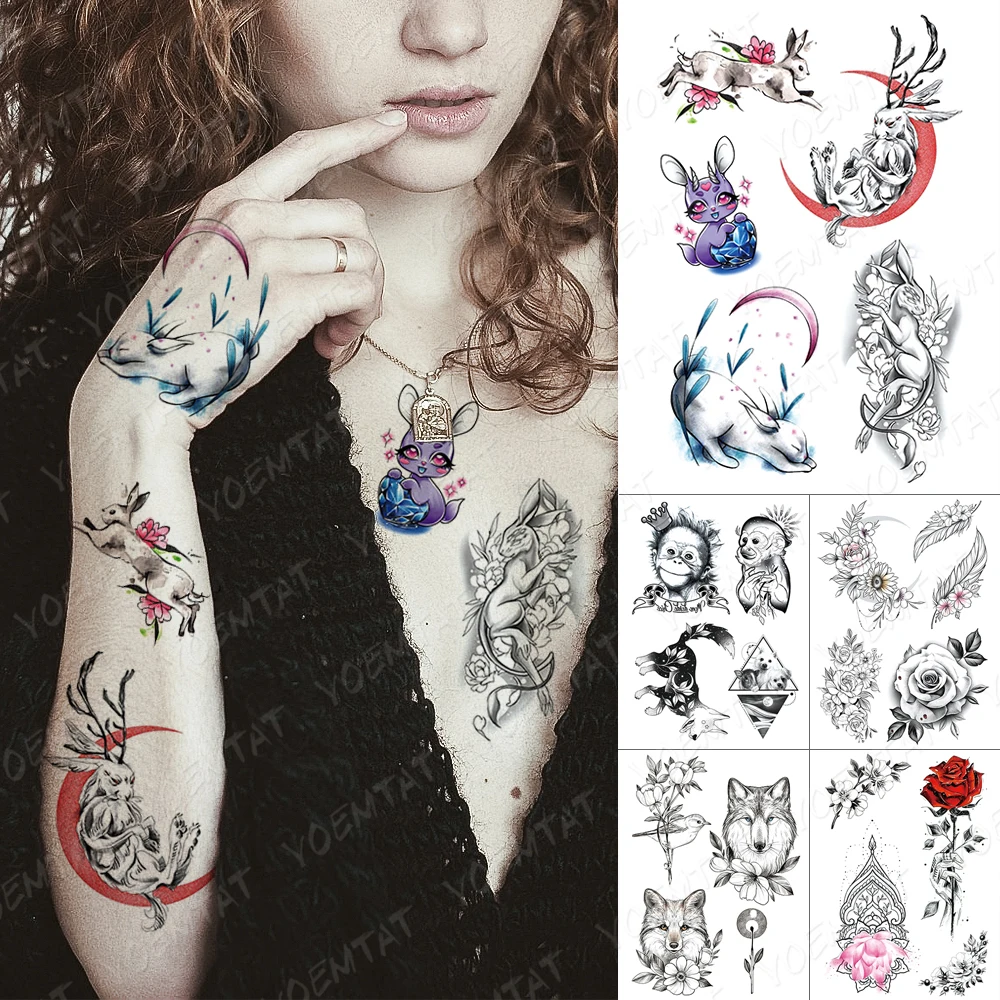 Waterproof Temporary Tattoo Sticker Child Rabbit Elves Flash Tattoos Monkey Fox Rose Bird Body Art Arm Fake Tatoo Women Men
Waterproof Temporary Tattoo Sticker Child Rabbit Elves Flash Tattoos Monkey Fox Rose Bird Body Art Arm Fake Tatoo Women Men