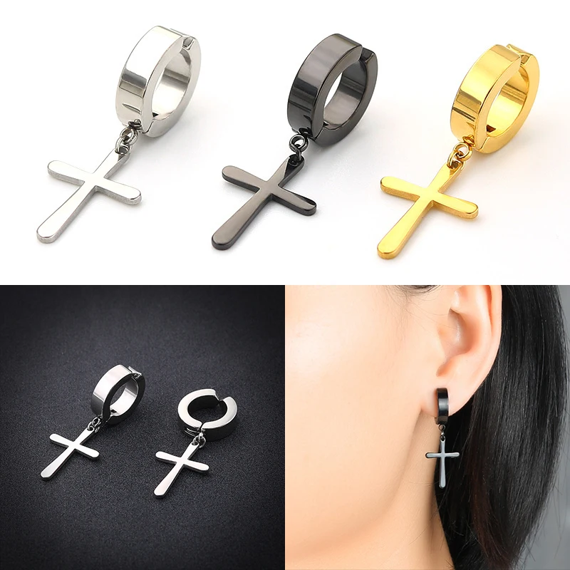 Gothic Jewelry Cross Earrings For Teens Clip Earrings Without Piercing Clip Earring Women's Stainless Steel Earrings Hoop Silver
Gothic Jewelry Cross Earrings For Teens Clip Earrings Without Piercing Clip Earring Women's Stainless Steel Earrings Hoop Silver