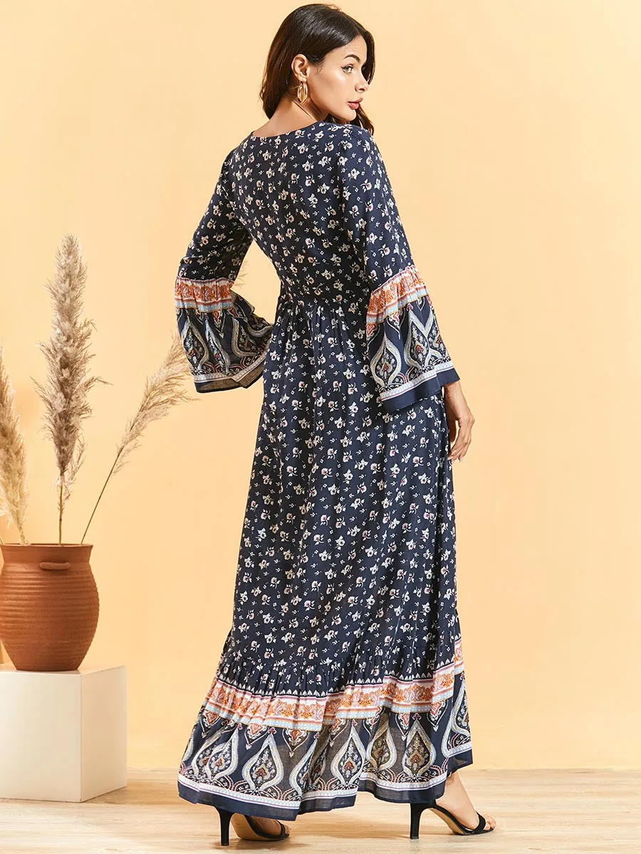 women Floral printed Bohemian maxi Dress Plus Size flare full sleeve arabic kaftan ramadan robe african dashiki muslim abaya
women Floral printed Bohemian maxi Dress Plus Size flare full sleeve arabic kaftan ramadan robe african dashiki muslim abaya