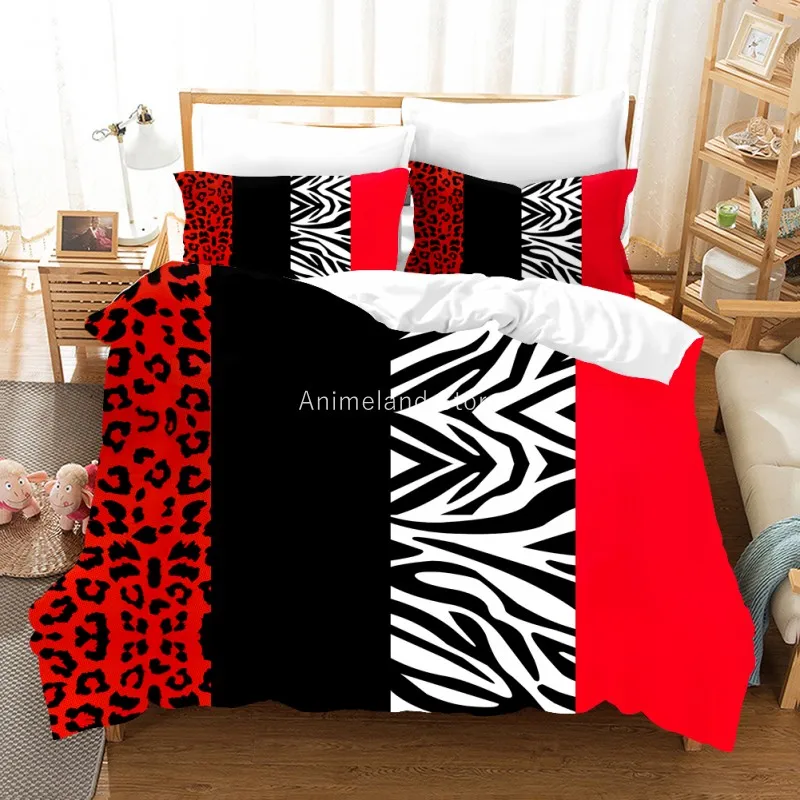 

Zebra Leopard Red Black Bedding Set Duvet Cover Sets Comforter Bed Linen Twin Queen King Single Size Dropship