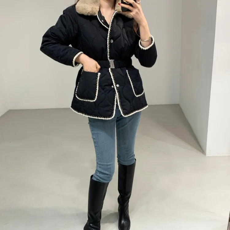 Autumn / Winter Puffer PufferJacket Women 2020 Fur Collar Double Pocket Long Sleeve Waist Thicked Cotton Warm Coat with Belt 
Autumn / Winter Puffer PufferJacket Women 2020 Fur Collar Double Pocket Long Sleeve Waist Thicked Cotton Warm Coat with Belt